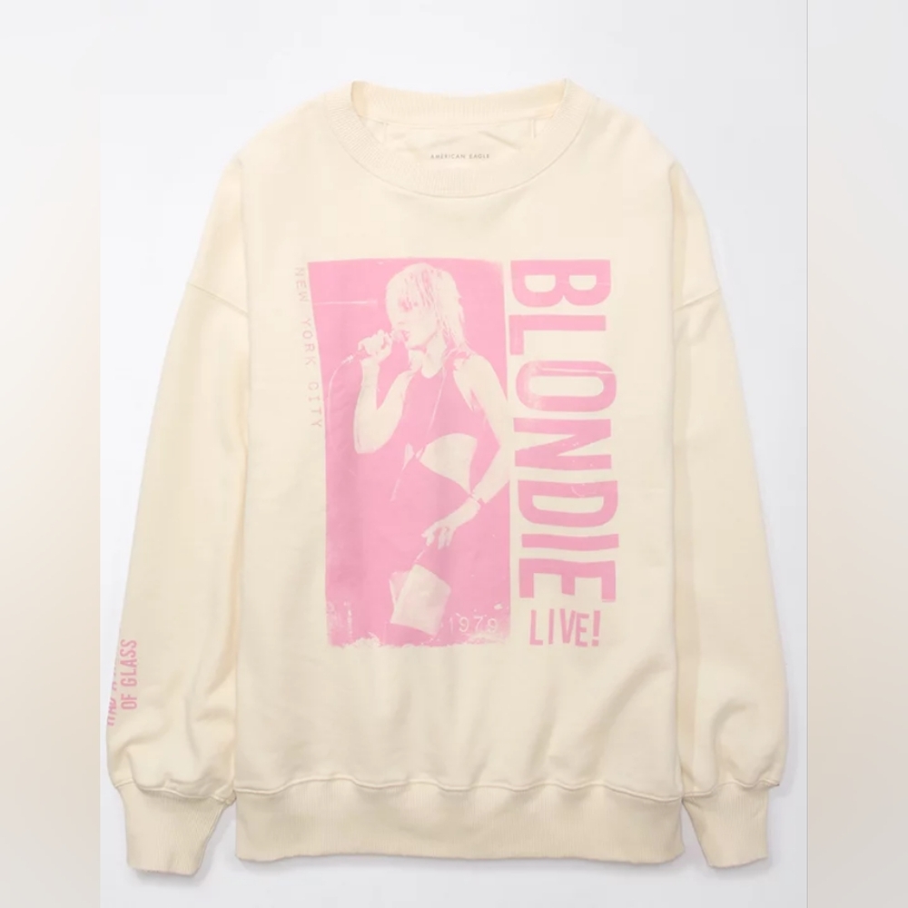 AE Oversized Blondie Graphic Sweatshirt, Cream, Size L, NWT